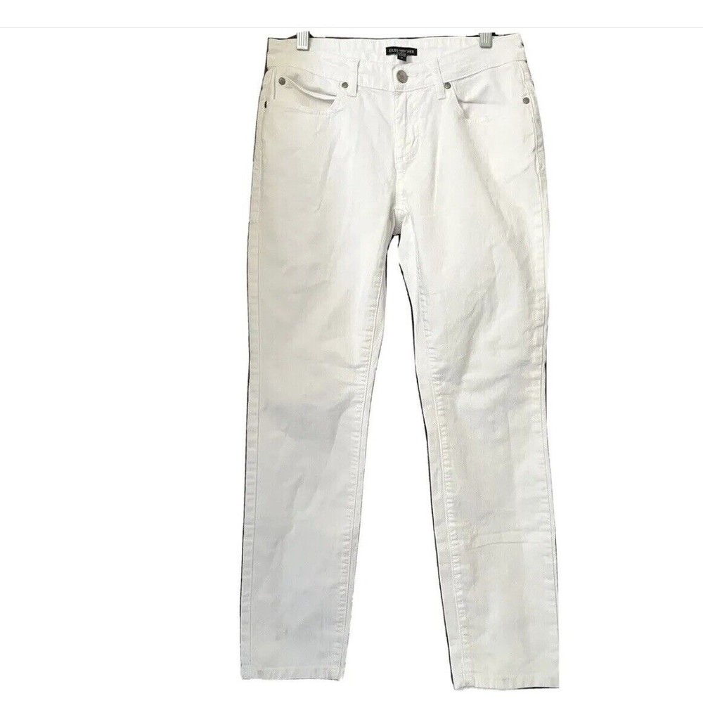 Eileen Fisher White Skinny Jeans 2 Organic Cotton with Stretch Ankle Leg 28 x 28